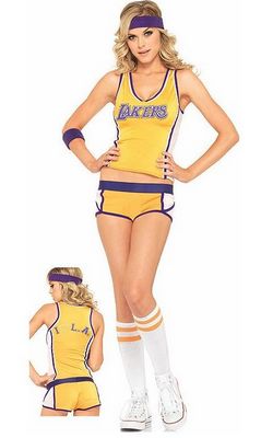 Gold Purple Lakers Licensed NBA Costume 